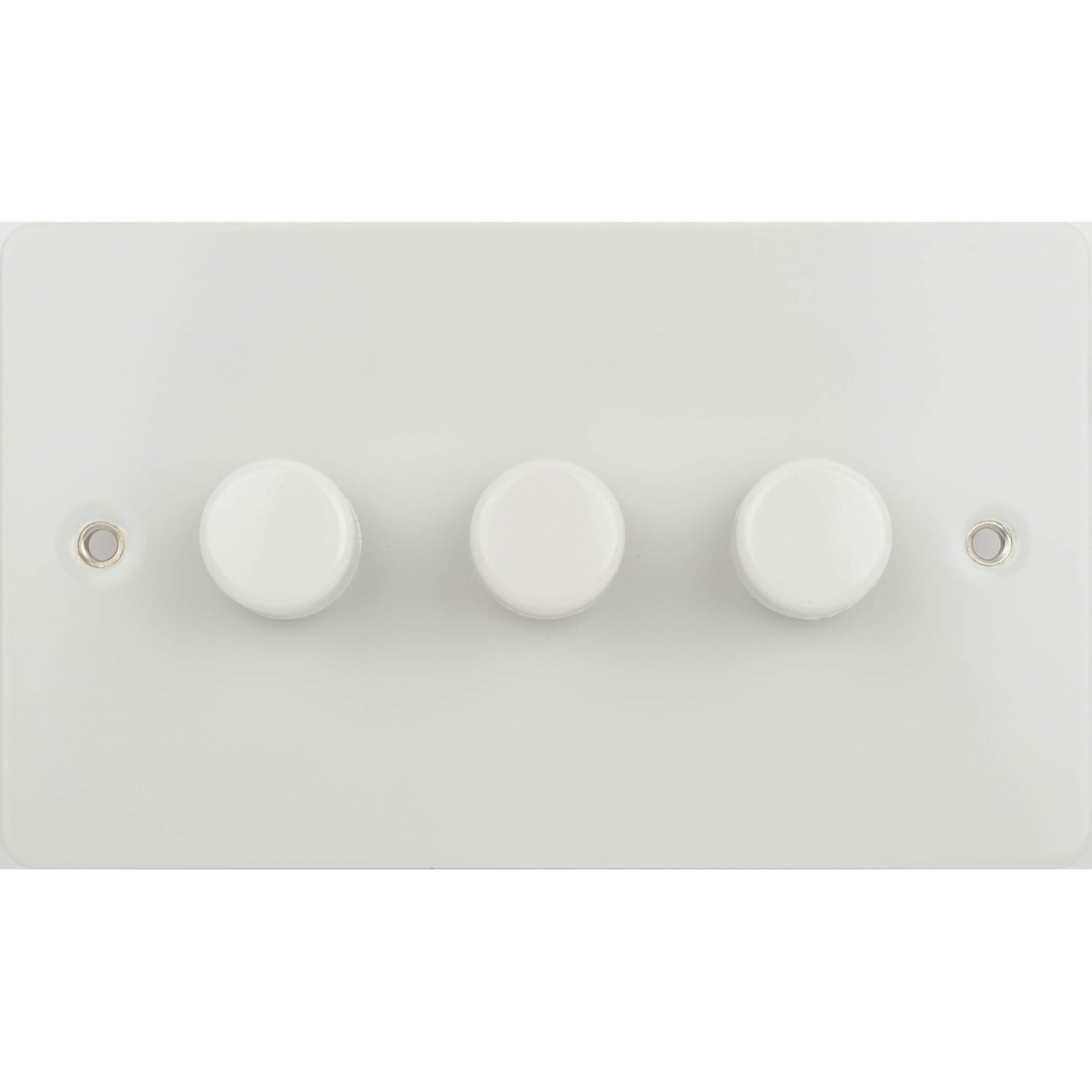 Schneider Electric Ultimate Flat Plate - 3 Gang 2 Way Dimmer Light Switch, Main & Low Voltage, 250W/VA, GU6232CPW, Painted White