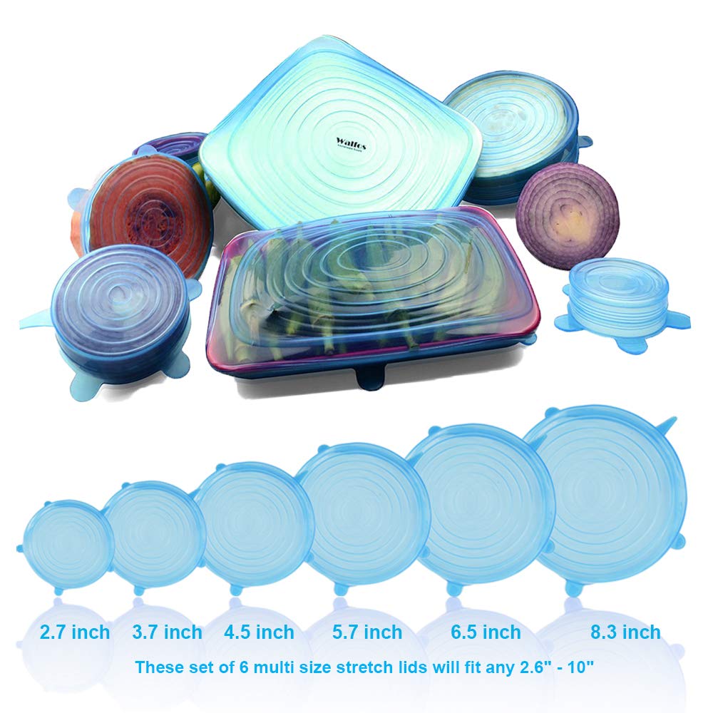 Buy Walfos Silicone Stretch Lids Covers (Multi Size 6 pack) Reusable