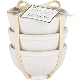 Lenox (858037 ) French Perle Groove Bowls (Set of 3), Mini, White | dishwasher safe | 3-piece bowl set | 4 inch, 12oz | kitchen and dining, small ingrediant bowls, mixing and serving
