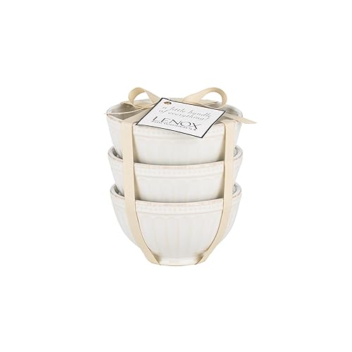 Lenox (858037 ) French Perle Groove Bowls (Set of 3), Mini, White