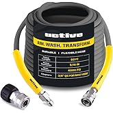 ACTIVE Pressure Washer Hose 50 Ft 5/16" - Kink Resistant Steel braided Power Washer Hose for All Electric & Gas Pressure Wash