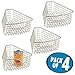 mDesign Wire Basket for Corner Cabinet Lazy Susan with Front Handle - Kitchen Cabinet, Shelf, and Pantry Corner Bin - 1/8 Wedge Metal Organizer for Lazy Susan - Concerto Collection - 4 Pack - Satin