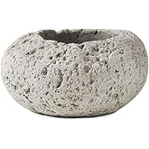 Serene Spaces Living Natural Pumice Bowl Vase, Lava Rock Vase for Flowers, Plants, Candle Holder - Perfect for Living Rooms, Kitchens, Bedrooms, Office, Weddings - 6.5" Diameter &amp; 4" Tall, Single