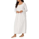 Eileen West Queen Anne's Lace Womens Sleepwear & Loungewear - Florentine Lace Collection - 100% Long Sleeve Soft Long Robe