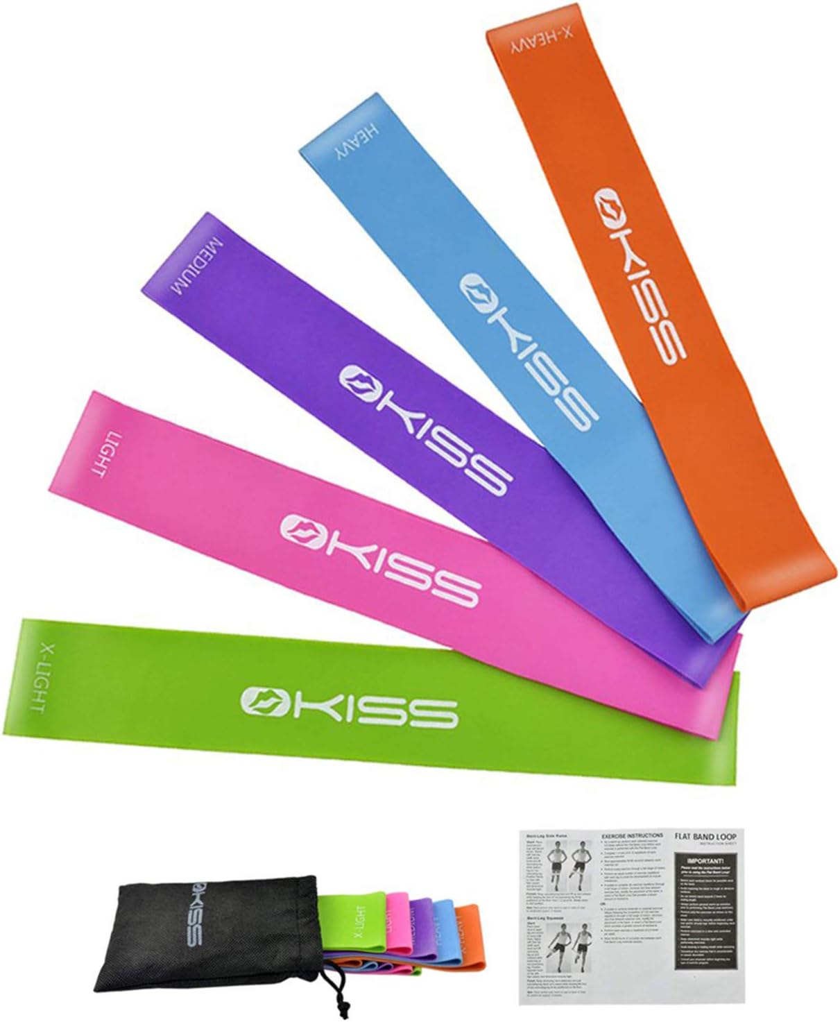 OKISS Resistance Bands Women Men, Elastic Exercise Bands, Set of 5, Perfect for Workout, Physical Therapy, Pilates, Yoga