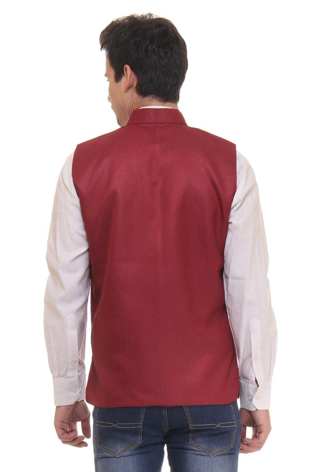 routeen maroon casual partywear ethnic modi jacket waistcoat for men