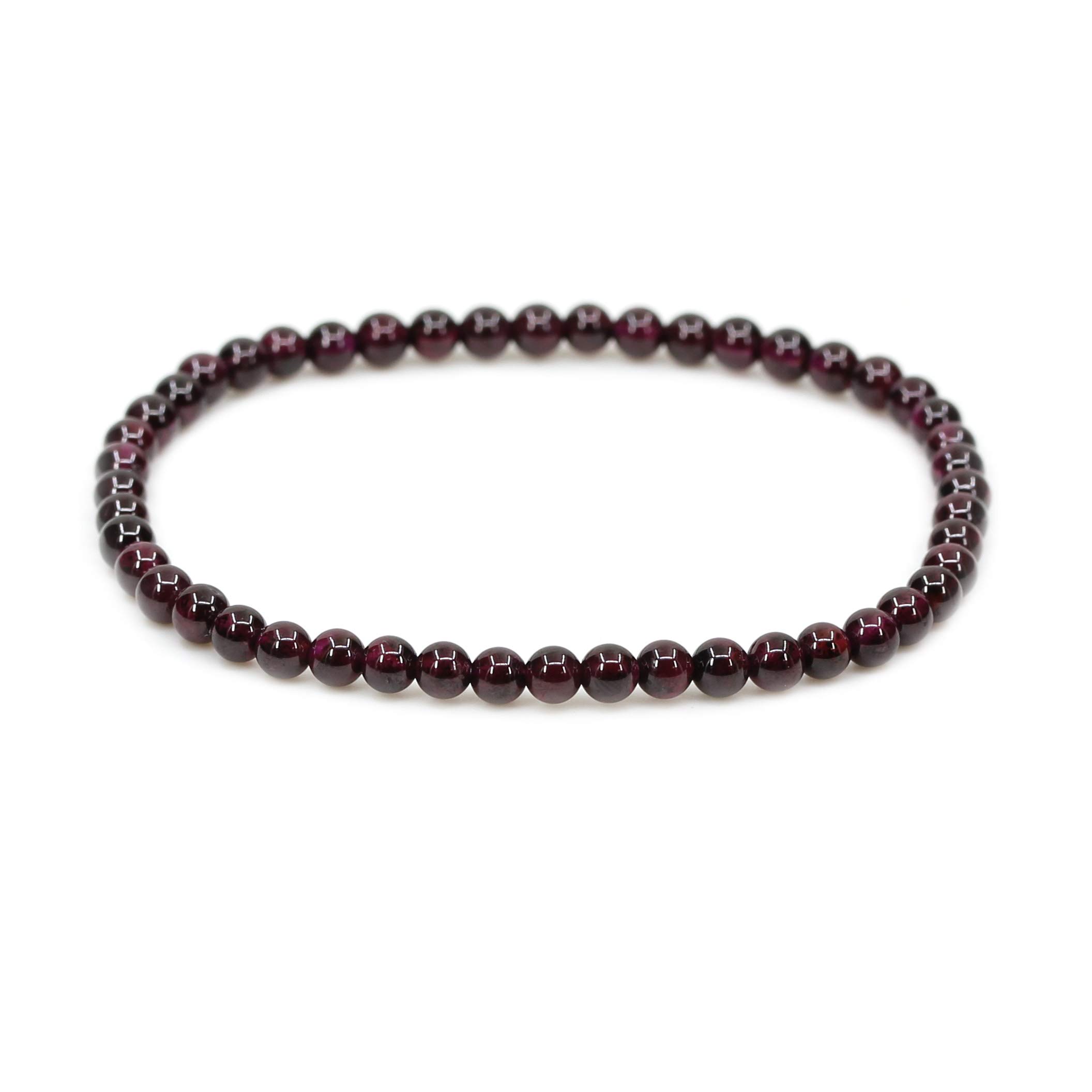 CHENYUE Natural Purple Garnet 4mm Round Beads Stretch Bracelet 7" Unisex