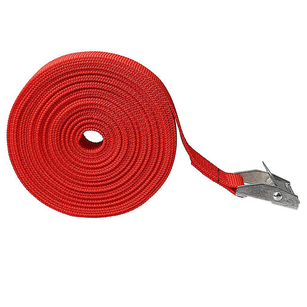 SUNSHINETEK Ratchet Straps Heavy Duty Tensioning Belts （Red,2 Pack,3M x 2.5mm）