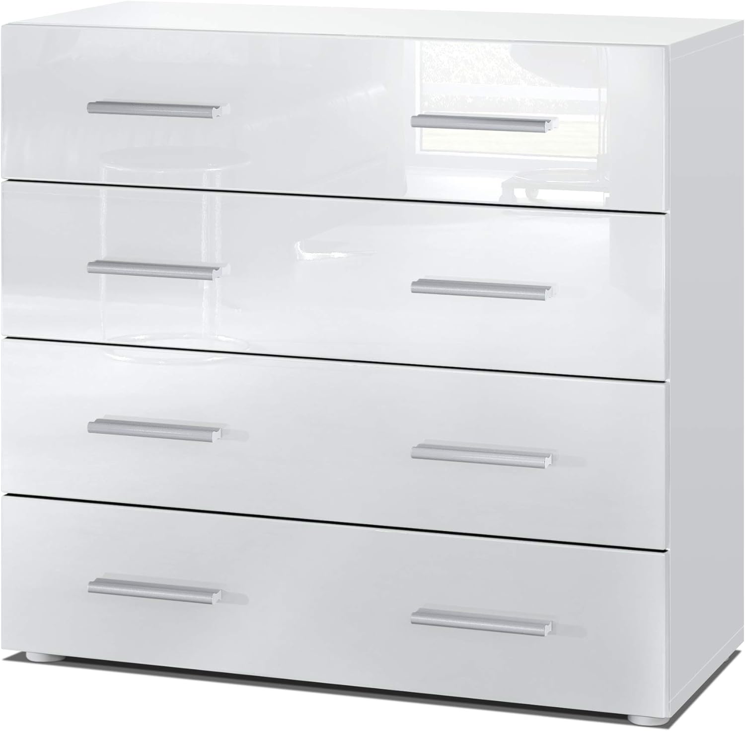 Vladon Chest Of Drawers Cabinet Pavos Carcass In White Matt Front