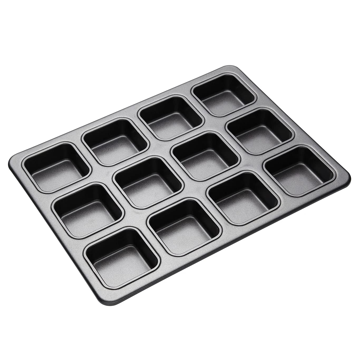 MasterClass KCMCHB69 Brownie Tin with Dividers, PFOA Non Stick Carbon Steel Baking Pan to Make 12 Cakes, 34 x 26 cm, Grey