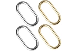 GAQWOK 4Pcs Gold KeyChain Clip & Spring O Ring - Purse & Carabiner Clip for Keys, Bag, Handbag, Crafts - 1.97"x0.98" - Gold & Silver