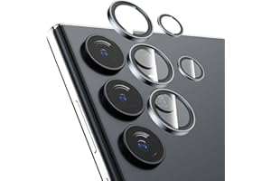 KUZOOM 2Pack 9H Auto Alignment HD Camera Lens Protector for Samsung Galaxy S24 Ultra,Metal Individual Ring Back Screen Camera Cover Film Decoration Accessories, Scratch Resistant (Grey)