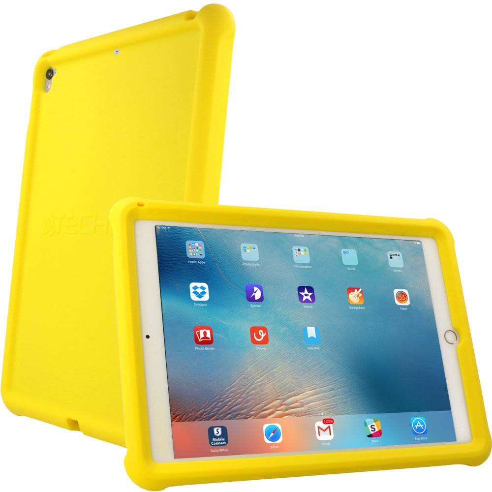 TECHGEAR Bumper Case fits Apple iPad Air 3 2019 / 3rd Gen, iPad Pro 10.5", Rugged Shockproof Soft Rubber Edge Protective Easy Grip Case + Screen Protector [Yellow] - Kids & School Friendly Case