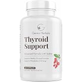 GENIUS HERBALS Thyroid Support - Advanced Formula with Iodine, Supports Metabolism &amp; Energy, Supports Healthy Thyroid. Non-GMO Thyroid Supplement - 60 Capsules