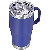 VEGOND 20 oz Tumbler with Handle Lid and Straw, Stainless Steel Insulated Travel Coffee Mug Spill Proof Double Wall Metal Tumbler Cup Keeps Drink Hot and Cold, Royal Blue 1 Pack