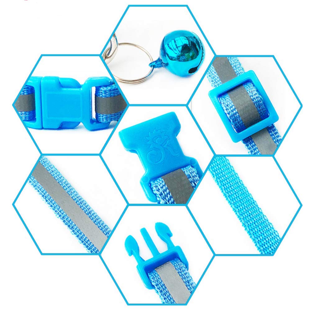 Reflective Pet Collar Adjustable Pet Reflective Necklace for Small Pet Dog Puppies Collar with Bells (9.8-15.7\'\', Blue,red,Green,Yellow,Black,Orange)