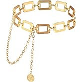 Gold Chain Belt for Women Metal Waist Chain Gold Chunky Belly Link Belt Trendy Adjustable Waist Belts Thick Chains Belts Fashion Cute Body Chains for Girls Ladies Dresses Vest Jeans Pants Trousers