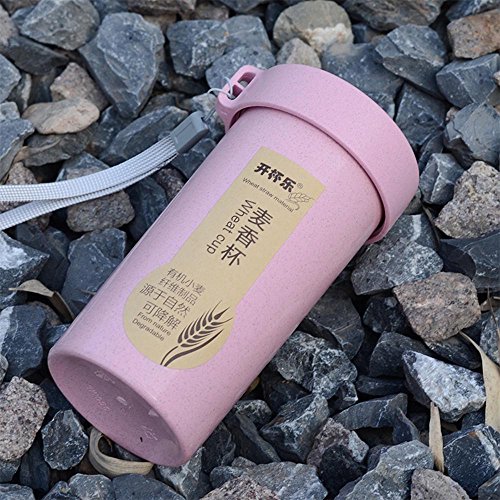 SportHome Fashion Durable 350ml Nature Wheat Straw Portable Water Bottle Drink Container Cup