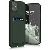 kwmobile Case Compatible with Apple iPhone 11 Case - TPU Phone Cover with Credit Card Holder - Dark Green