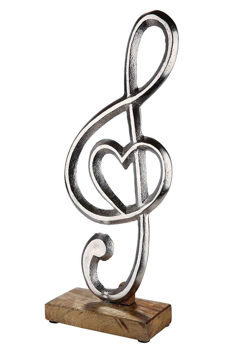Gilde clef with heart on mongo wood stand made of aluminum