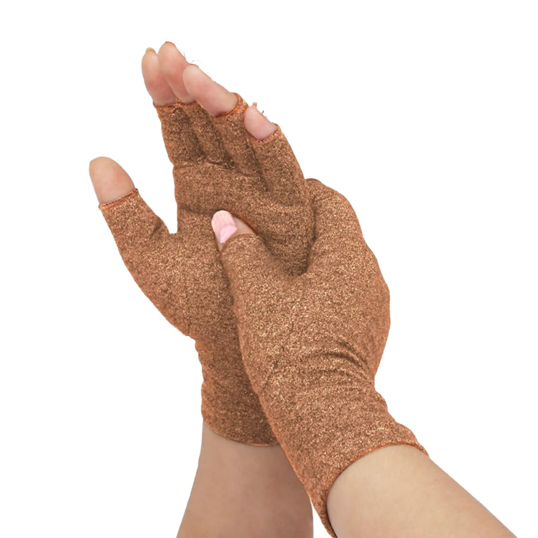 Hotcakes Compression Gloves for Arthritis Pain Relief-Snug Elastic Arthritis Gloves for Women and Men Offers Hand Support for Carpal Tunnel, Raynauds and Provide Arthritis Relief for Hands (Beige, S)