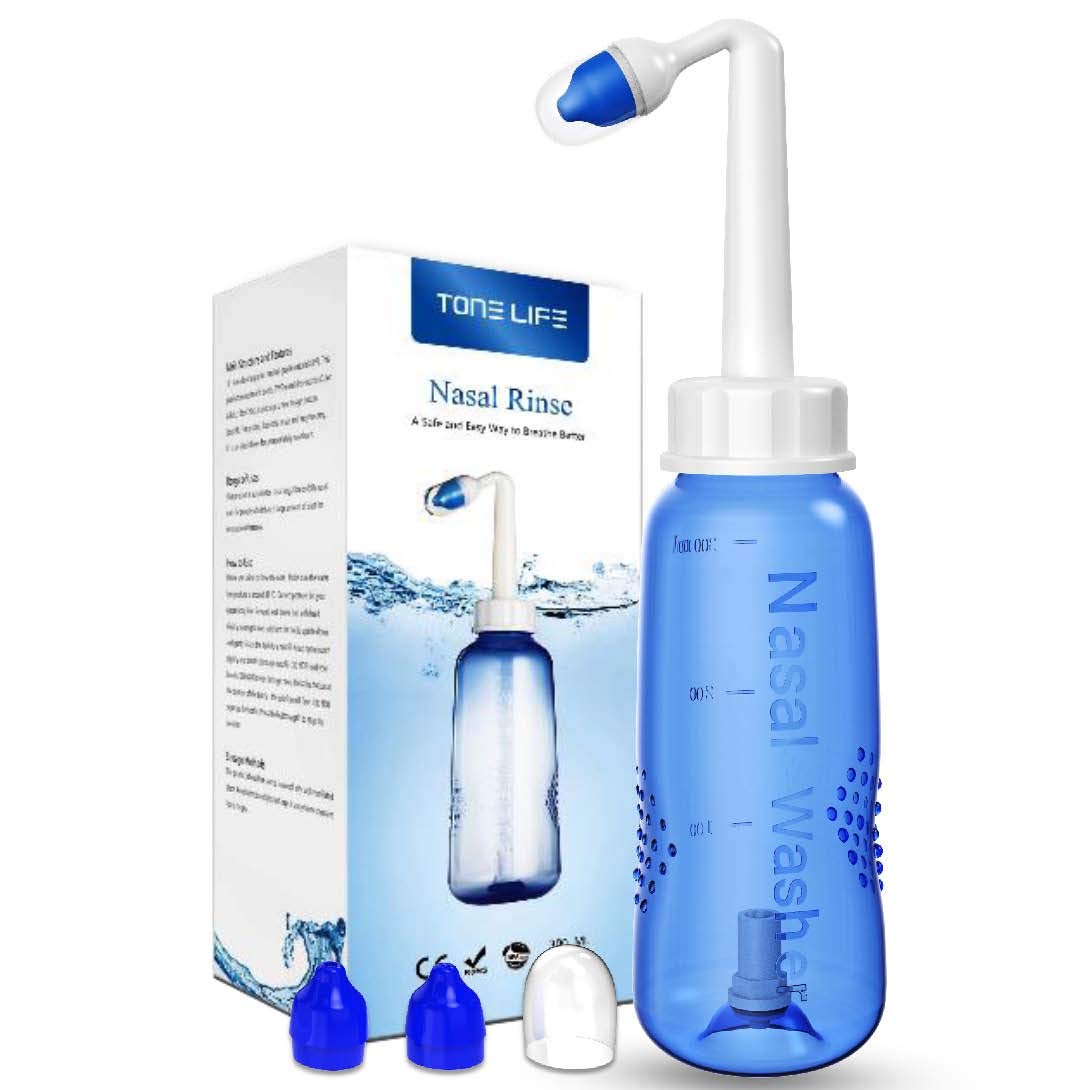 TONELIFE 500ML18oz Sinus Rinse - Nasal Irrigation System with ON/Off Switch - for Adult Kid Nose Care