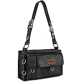 Wrangler Y2K Purse Small Shoulder Bag for Women with Western Detachable Charms & Multiple Pockets