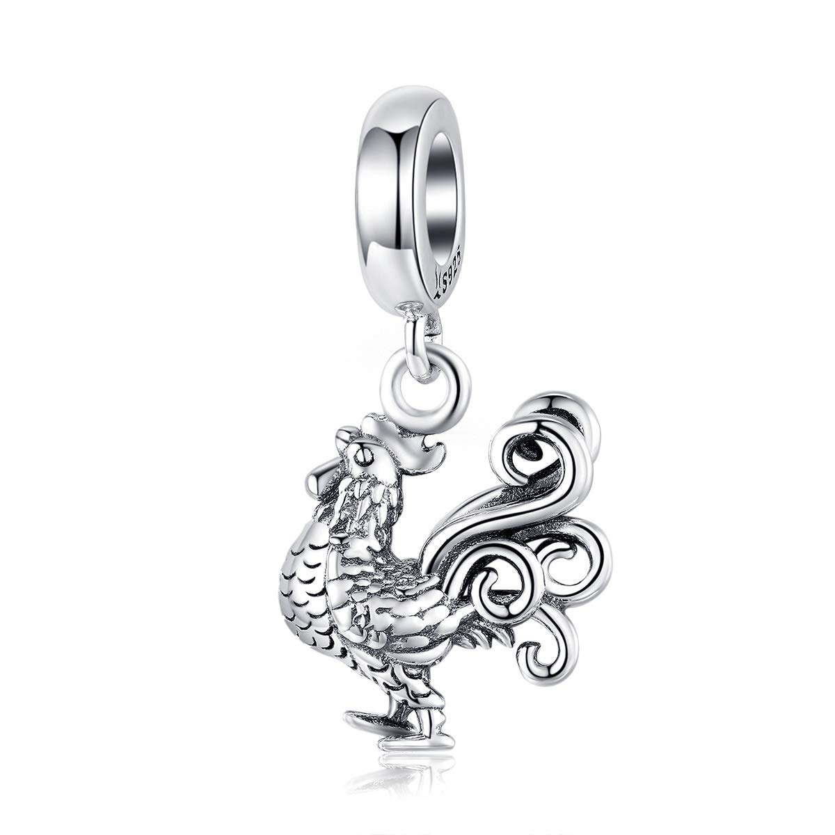 NewL Silver 925 Jewelry Pendant Charm 925 Bracelet or Necklace Deign Brave Rooster Charms DIY Jewelry
