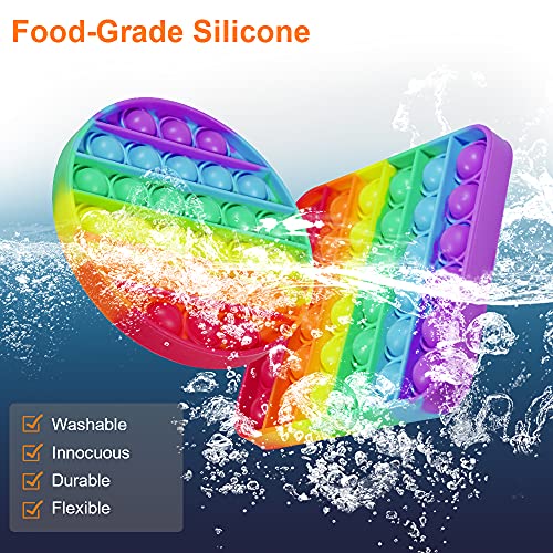 Pop Fidget Toy,Push Pop Bubble Fidget Sensory Toy for Kids Adults Interactive Games,Silicone Autism Special Needs Stress Anxiety Relief Toys Novelty Gifts for Girls Boys (3-Pack Rainbow)