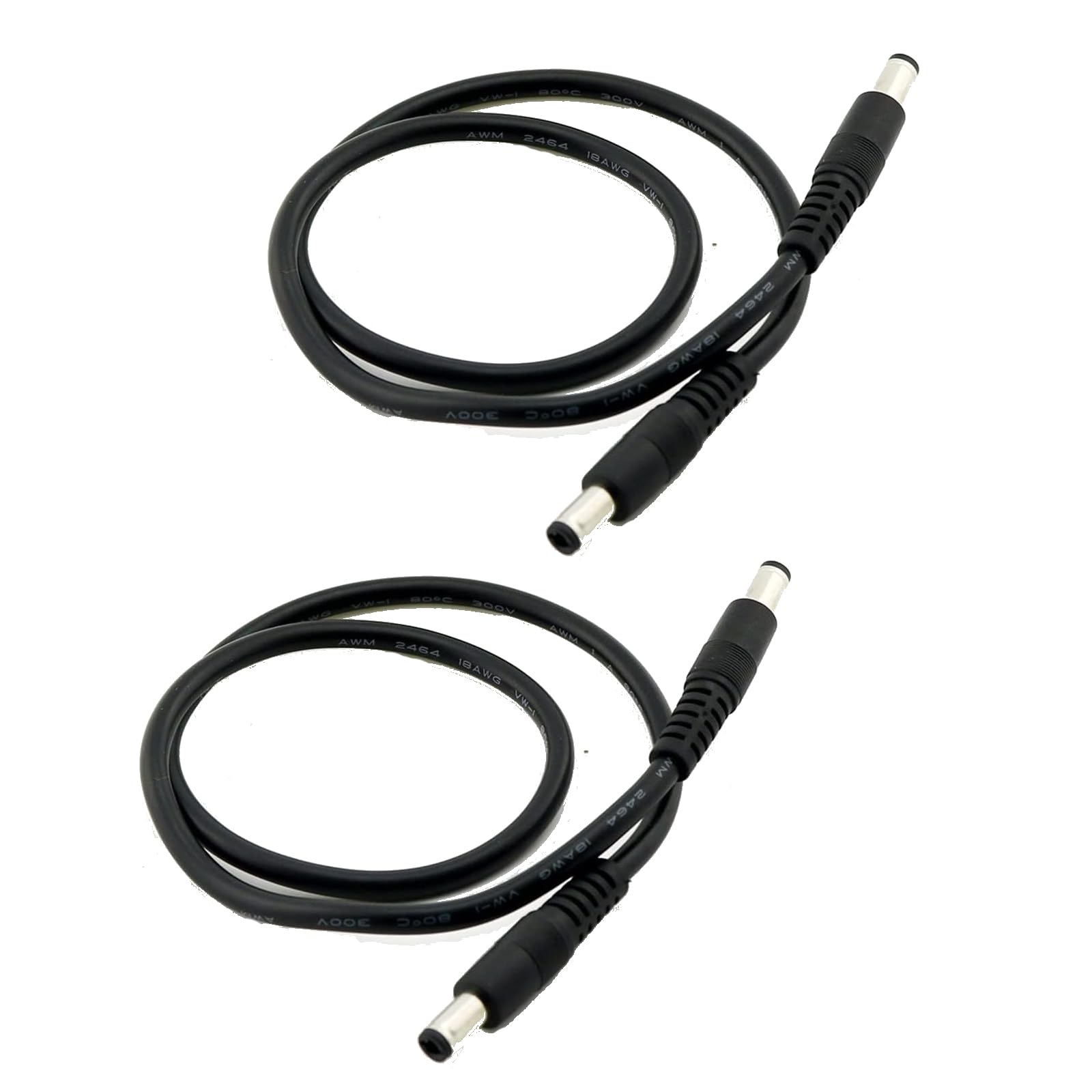 2pcs CCTV DC Power Plug 5.5mm x 2.5mm Male Plug to 5.5 x 2.5mm Male Adapter Connector Cable Cord 50cm 18AWG 12V 5A for LED Strip Surveillance Camera Security Camera