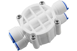 BLLNDX 1/4" Tube 4 Way Port Auto Shut Off Valve with Push Fittings For RO Reverse Osmosis Water Filter System