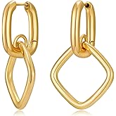 Glorig Gold Earrings For Women With Paperclip Chain Earring Style Trendy Gold Dangle Drop Earrings Geometric Statement Earring Jewelry Gift
