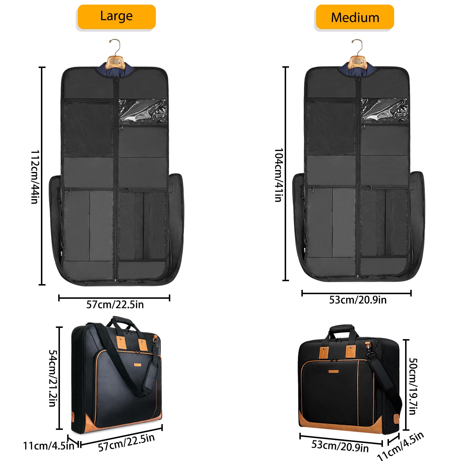 Noozion Garment Bag for Travel Large Carry On Suit Bag Hanging Travel Suit Bags Waterproof Suitcase Luggage Bag for Men Women Business Trips with Shoulder Strap