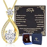 geweio 1.5CT Moissanite Infinity Pendant Necklace in Gift Box|Anniversary Wedding Gifts for Women Wife Her|S925 Sterling Silver 18K White Gold/Gold Filled|Jewelry for Birthday Christmas Valentines Day