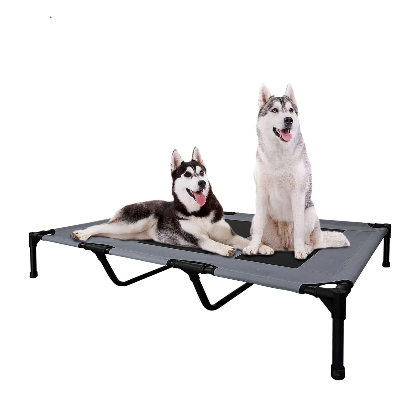 Photo 1 of FIOCCO Elevated Dog Bed - Heavy Duty Dog Cot, Washable Raised Pet Bed with Chew Proof Mesh and Metal Frame, Portable Pet Bed for Outdoor Use, Dogs Cot Beds for X-Large Dogs, Grey/Black Mesh