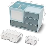 RISEMART Desk Organiser with 3 Drawers Blue 21x14.5x15.5cm Pen Holders view 7