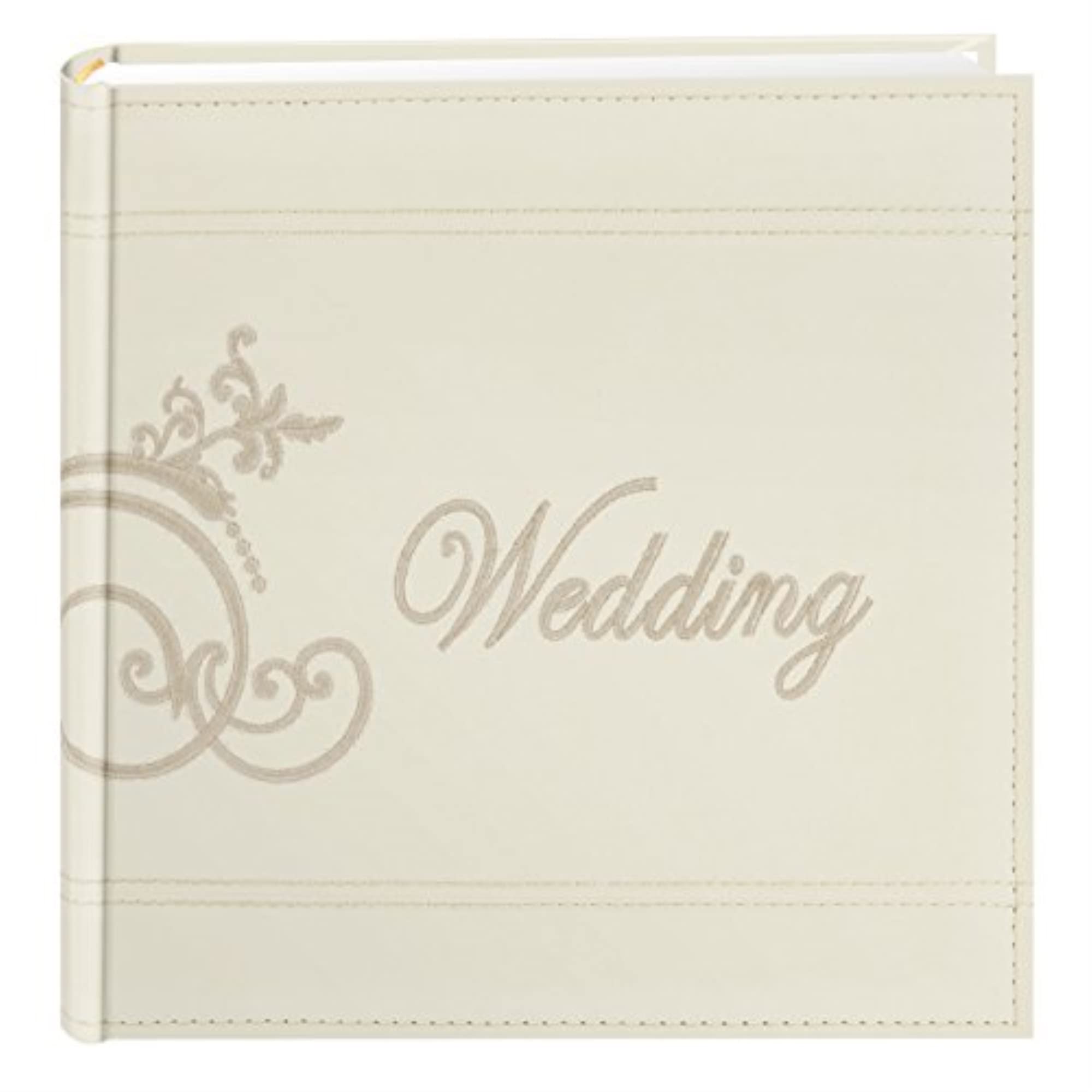 Pioneer Photo Albums Embroidered Scroll and Wedding Sewn Leatherette Cover Photo Album, Ivory,