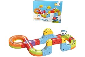 Electric Train Set,Magnetic Gravity-Defying Motorized Car & Rail Cube Building Toy Train Track Set,Trains Flexible Race Track