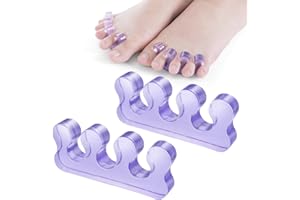 Sibba Toe Separators for Nail Polish, Silicone Toe Separator, Straighteners and Correctors for Overlapping Toes, Bunions, Hammer Toe, Foot Pain Relief for Men and Women (Purple)