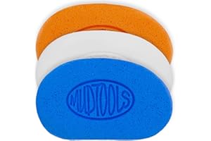 Mudtools Mudsponges Pack, White Finishing Pottery Sponge, Orange Absorbant, Blue Workhourse, Wheel Throwing, Hand Building Clay, Ceramics (3-Pack)