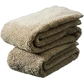 UENO TOWEL Luxury Japanese Wash Cloth - Set of 2, Senshu Towels, Greige, Approx. 13" x 33.5", Ultra Soft, Quick Drying, Absorbent, Lightweight, Ideal for Bath, Bathroom, Yoga, Spa, Body, Gift