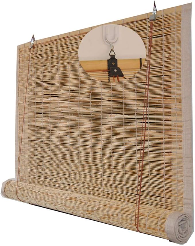 GWZSX Bamboo roller blinds Sun protection Without drilling roller