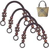 PH PandaHall 4pcs Wooden Beaded Purse Handles, Nylon Rope Purse Straps Replacement Bag Handles U-Shape Purse Handles for Bag Making Shoulder Bag Handbag DIY Crochet Bag, Coconut Brown, 18 Inch
