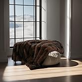 inchgrass Fox Faux Fur Blanket Luxury Fur Throw Blanket Sofa Fluffy Blanket Super Warm Elegant Cozy Fuzzy Throw Blankets for Couch,Armchair and Bed Washable Plush Blankets 74"x60" Brown Throw Blanket