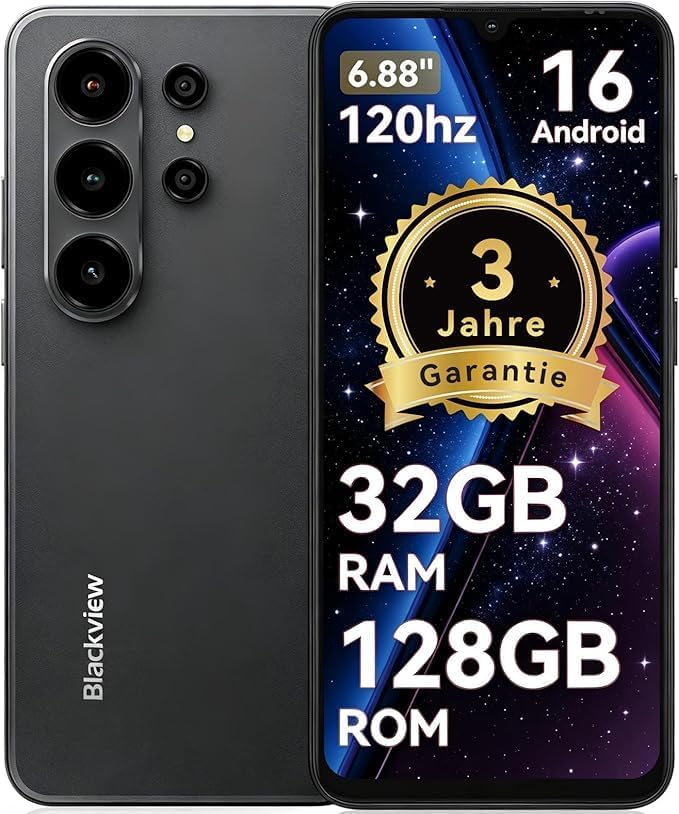 Blackview Wave 10 Smartphone Without Contract, Android 16 Mobile Phone, 6.88 Inch 120Hz, 32GB + 128GB/2TB, 32MP 13MP/5000mAh, 4G Dual SIM Smartphones, WiFi 5G/GPS/3.5 mm/FM/3 Year Warranty