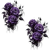 2pcs Purple Roses Car Stickers 4.33''x5.91'', Scratch Blocking & Self-Adhesive Decal, Used for Car, Laptop, Motorcycle, Van, RV | CZ102
