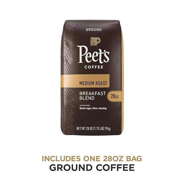 PEET’S COFFEE, MEDIUM ROAST GROUND COFFEE, 100% ARABICA COFFEE – BREAKFAST BLEND 28 OUNCE BAG