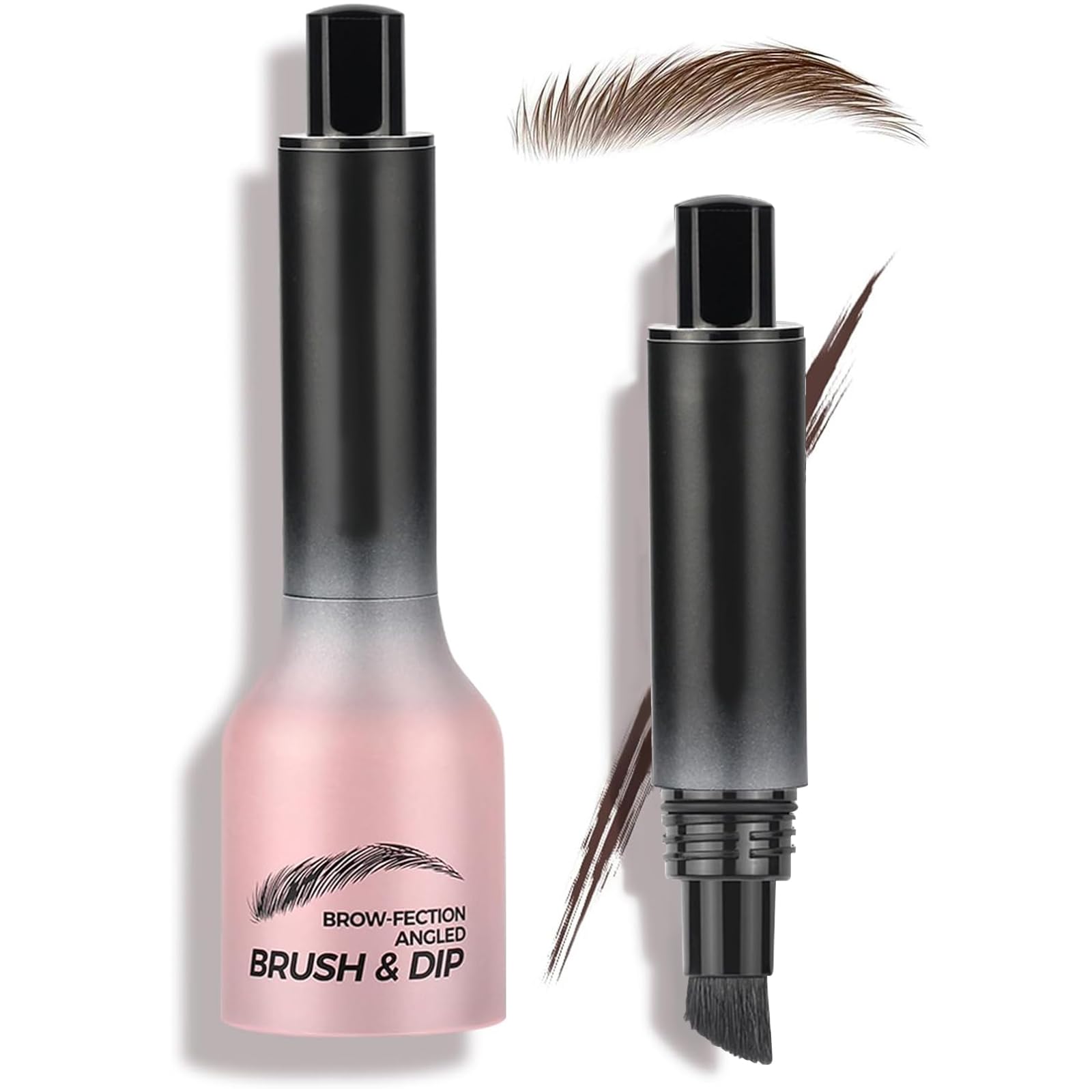 Brow Fection Angled Brush & Dip, Beginner Liquid Eyebrow Brush, Long Lasting Waterproof Microblading Eyebrow Pencil, Natural Brows Eyebrow Pen, Multi-Functional Pressed Wild Brow Pencil (Auburn)