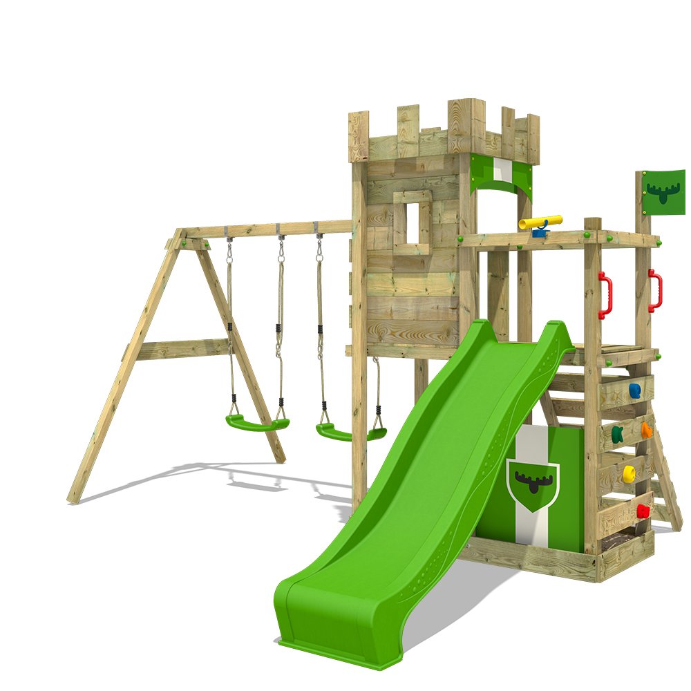FATMOOSE Parco gioco BoldBaron Boost XXL Torre fortezza gioco FATMOOSE Parco gioco BoldBaron Boost XXL Torre fortezza gioco bambini con altalena scivolo grande sabbiera e piattaforma Amazon Giochi e giocattoli