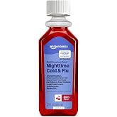 Amazon Basics Night Time Cold &amp; Flu Liquid, Cherry, 12 fl oz (Pack of 1) (Previously Care)